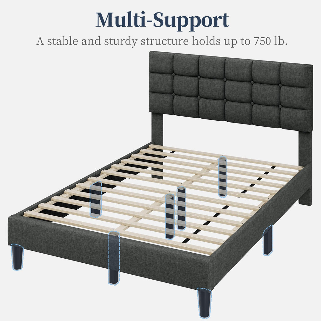 Full Size Upholstered Tufted Bed Frame with Headboard U17561