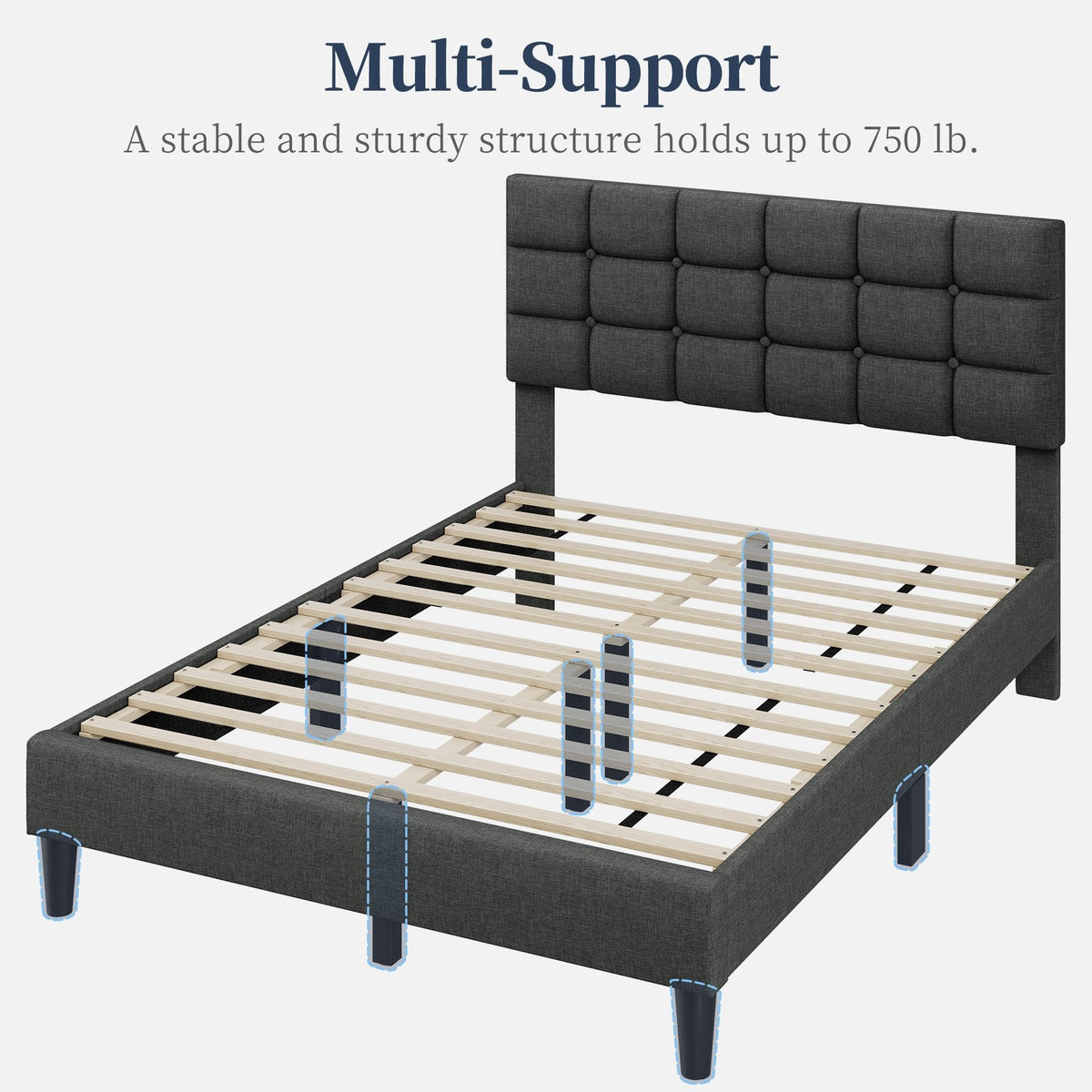 Full Size Upholstered Tufted Bed Frame with Headboard U17561