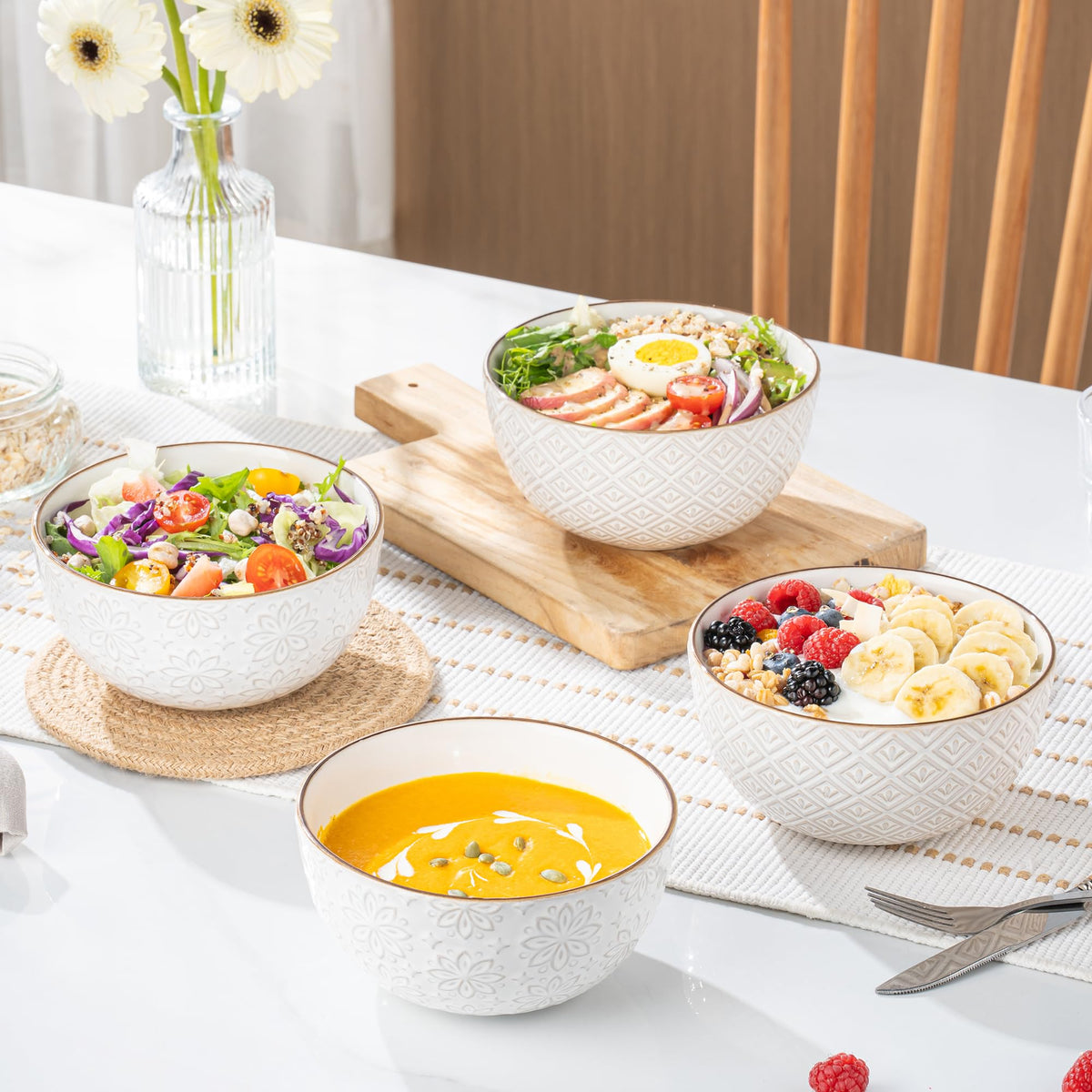 26 oz Ceramic Soup Bowls Set of 4 Z66420
