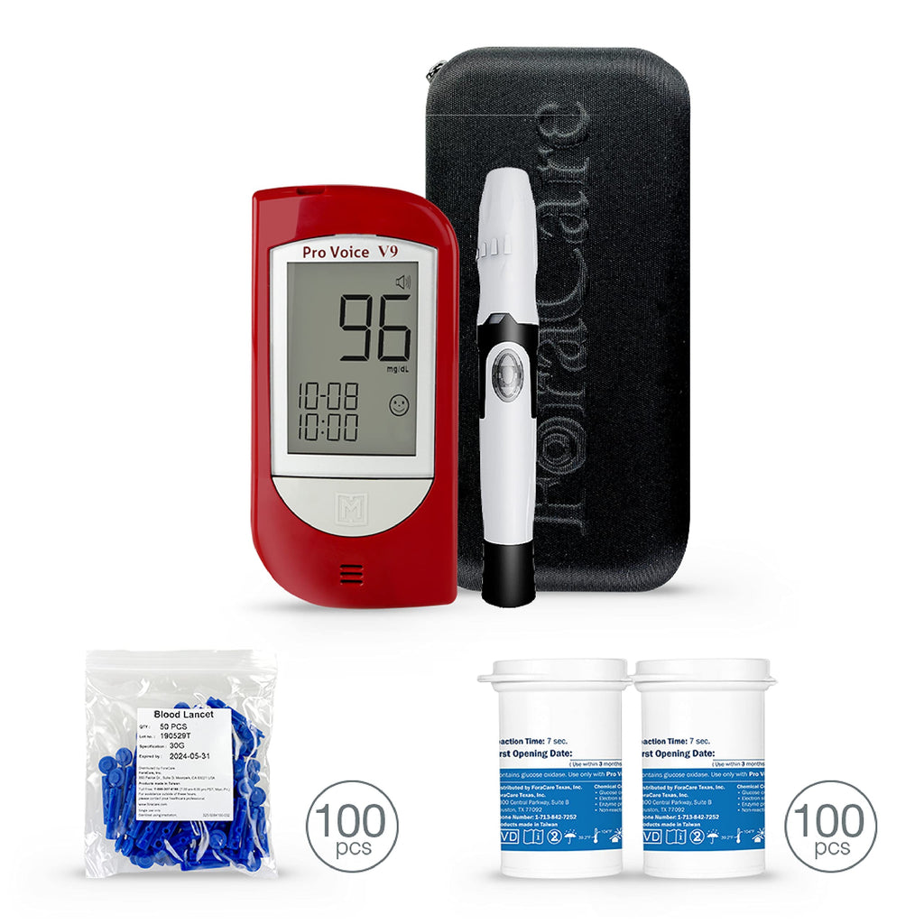 Talking Glucometer Diabetes Testing Kit with 100 Test Strips and 100 Lancets J52400