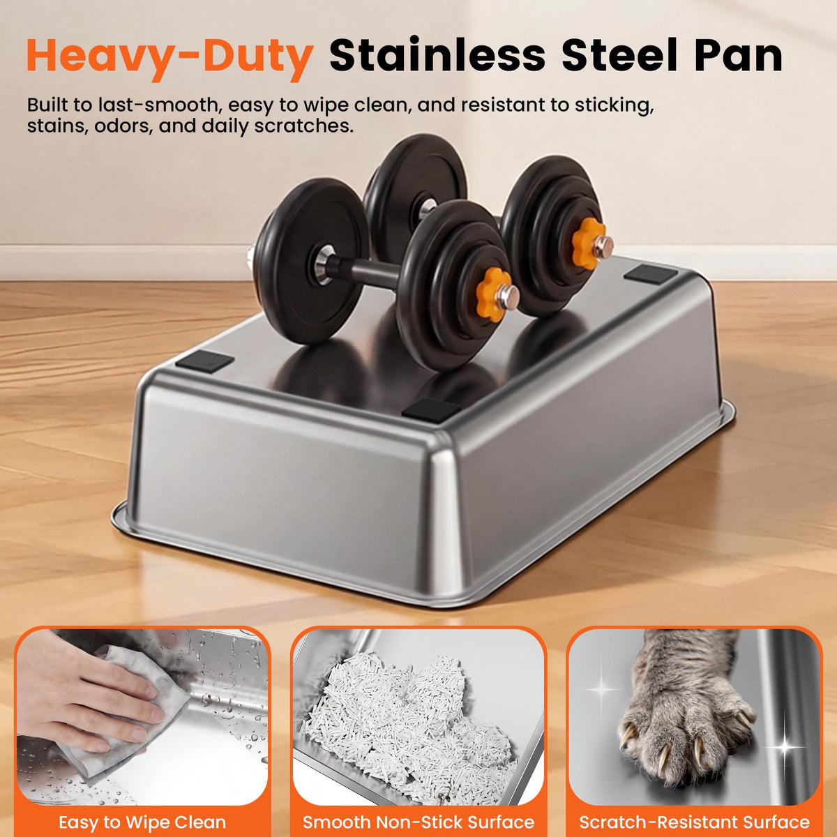 XL Stainless Steel Litter Box with Lid M200064