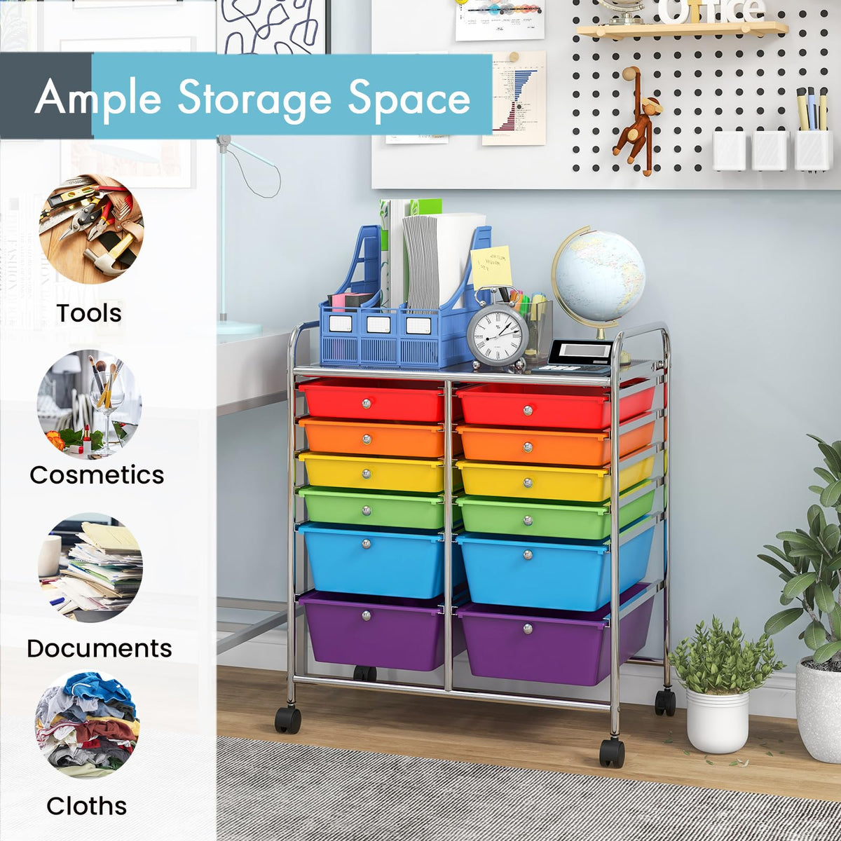 12 Drawer Rolling Storage Cart S247