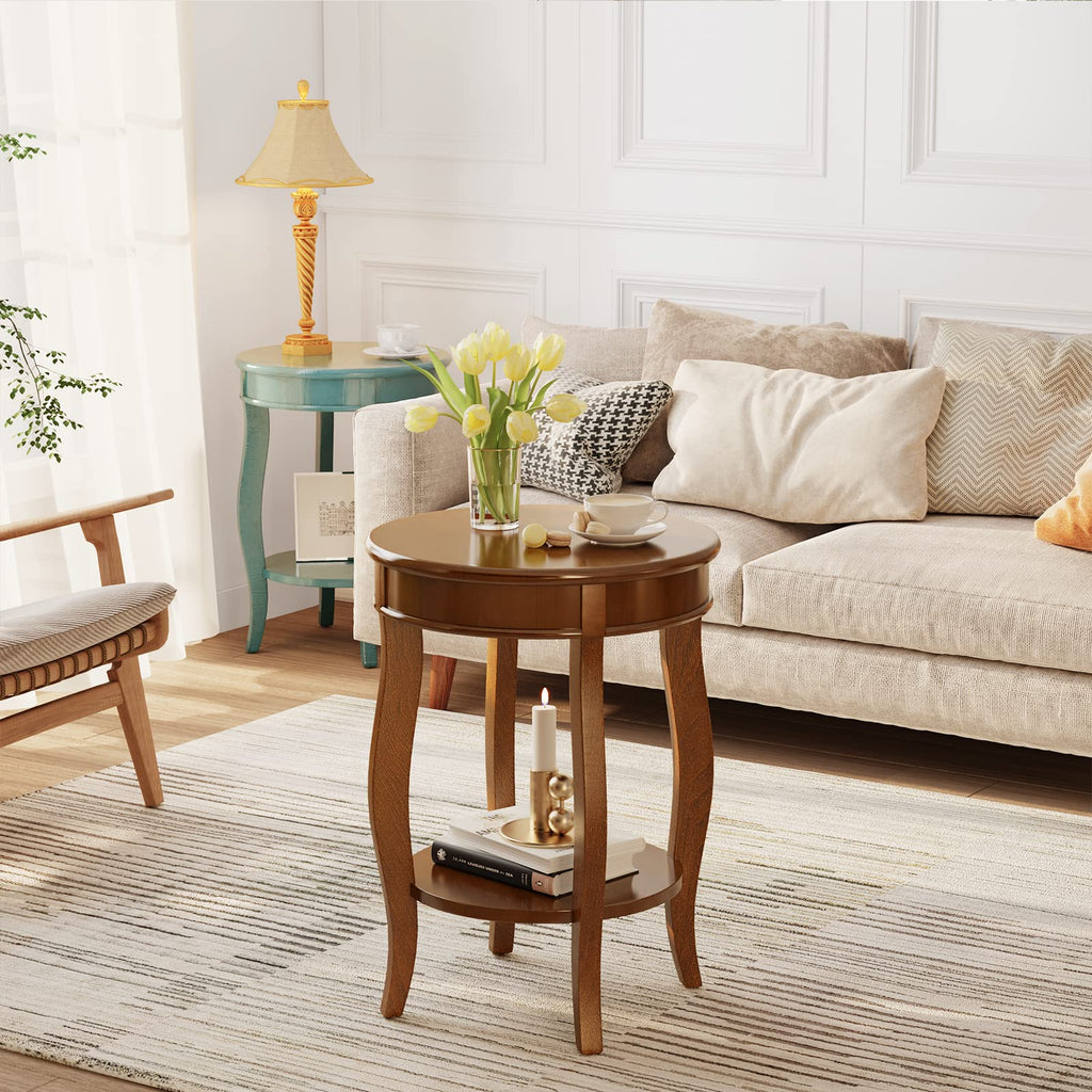 Round Accent Table with Storage Shelf L7161