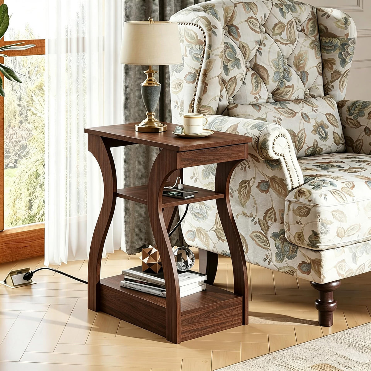 Brown End Tables Set of 2 with Charging Station K908426
