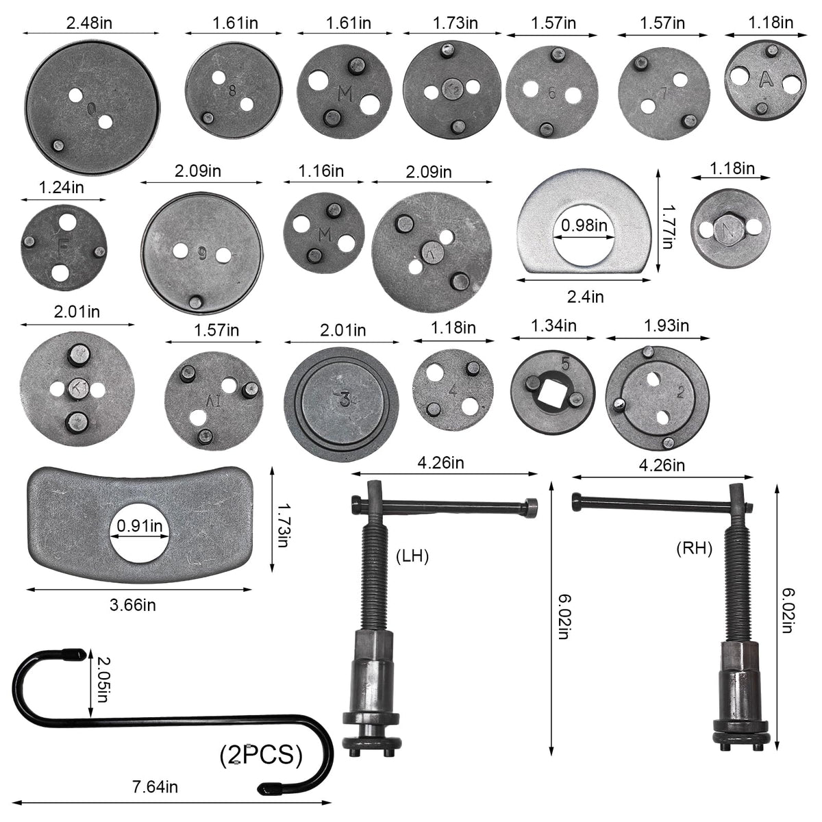 Brake Caliper Wind Back Tool Set with Disc Adapters F121