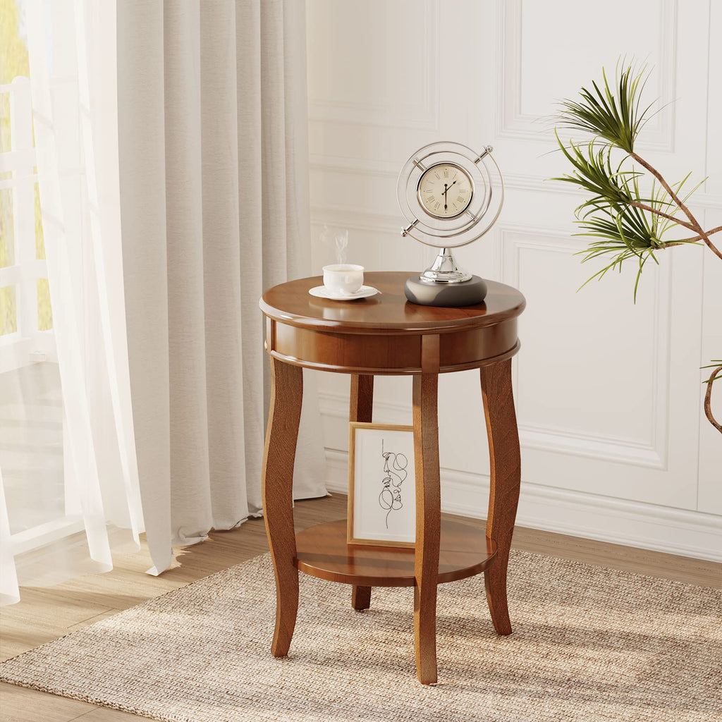 Round Accent Table with Storage Shelf L7161