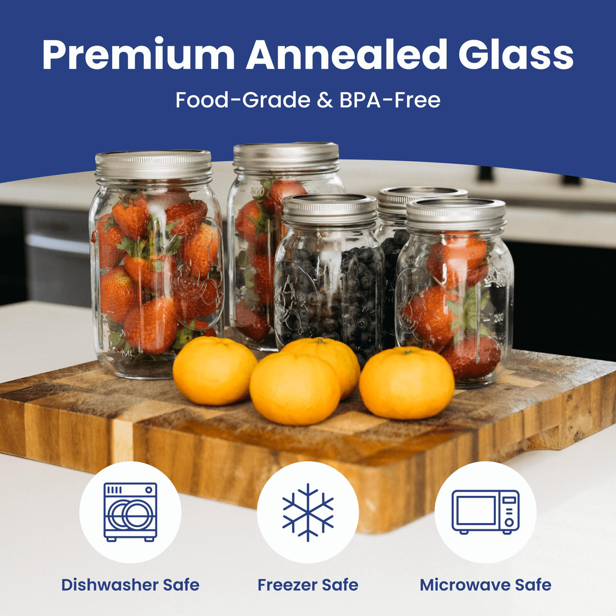 16oz Clear Glass Mason Jars with Lids 12-Pack T95213