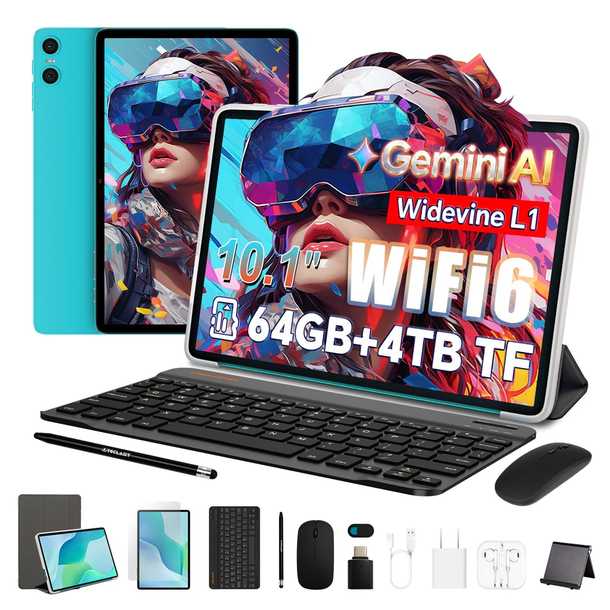 10.1" Android 2-in-1 Tablet Bundle with Keyboard Mouse Case H1207