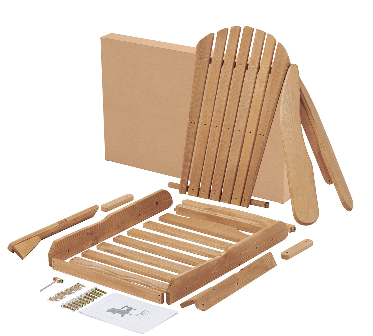 Wooden Folding Adirondack Chair Set of 2 Solid Cedar Light Brown T92375