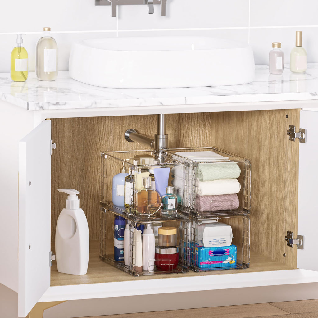 4 Pack Large Stackable Clear Storage Drawers M959421