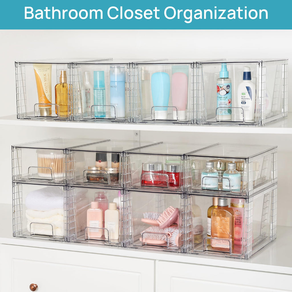 4 Pack Large Stackable Clear Storage Drawers M959421