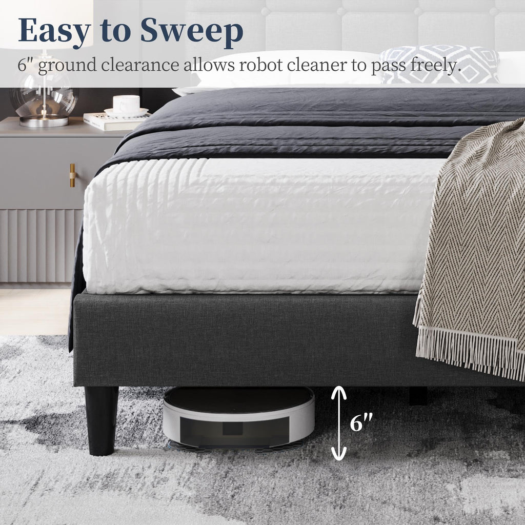 Full Size Upholstered Tufted Bed Frame with Headboard U17561