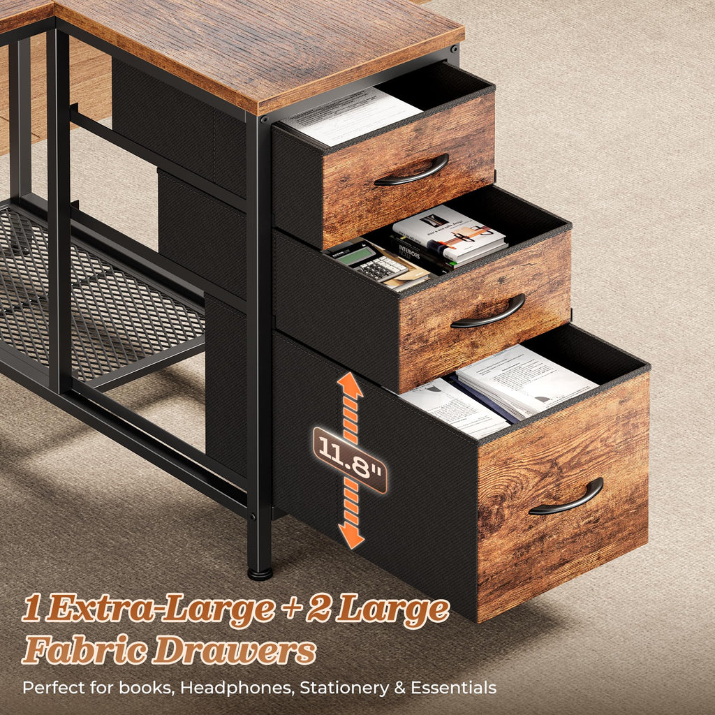 47.2'' L Shaped Office Desk with 3 Drawers J5263