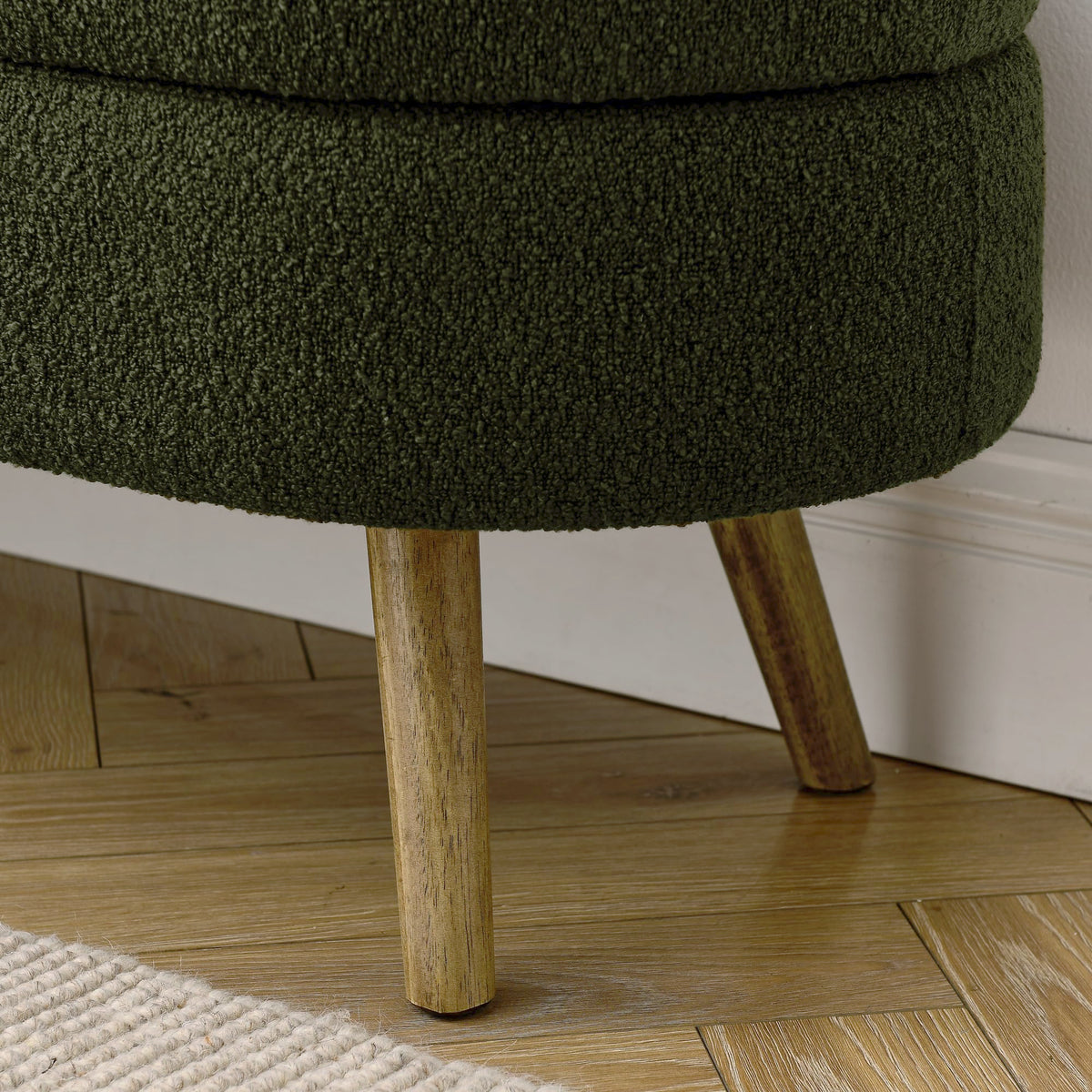 Oval Storage Bench with Rubber Wood Legs, Green B5994