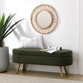 Oval Storage Bench with Rubber Wood Legs, Green B5994