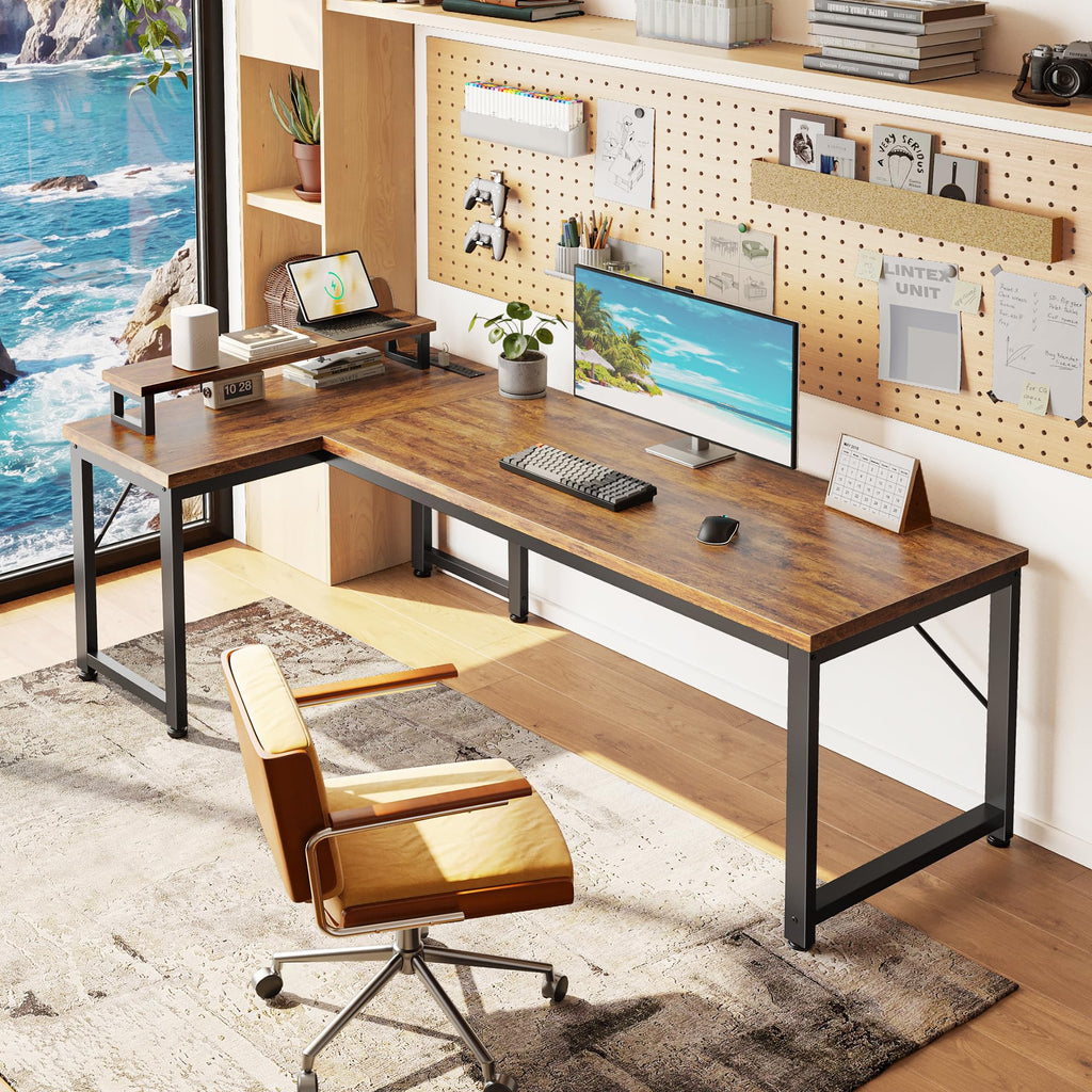 53" L Shaped Computer Desk with Outlets J7892