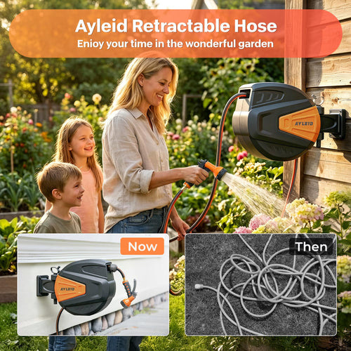 1/2"x100ft Retractable Wall Mount Garden Hose Reel K8994