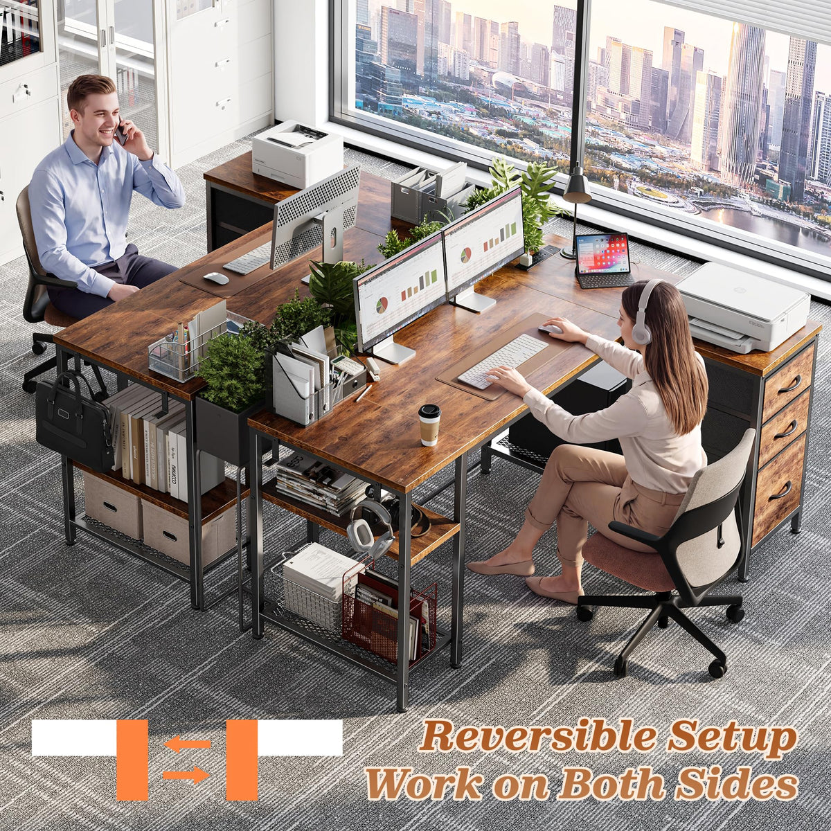 47.2'' L Shaped Office Desk with 3 Drawers J5263