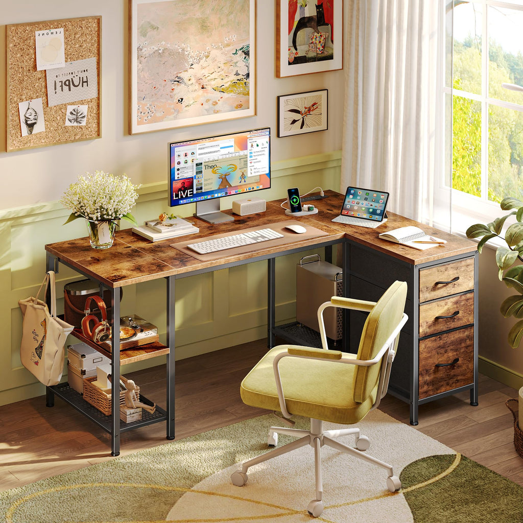47.2'' L Shaped Office Desk with 3 Drawers J5263