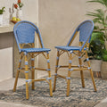 Teal Blue Rattan Counter Height Bar Stools Set of 2 E12898