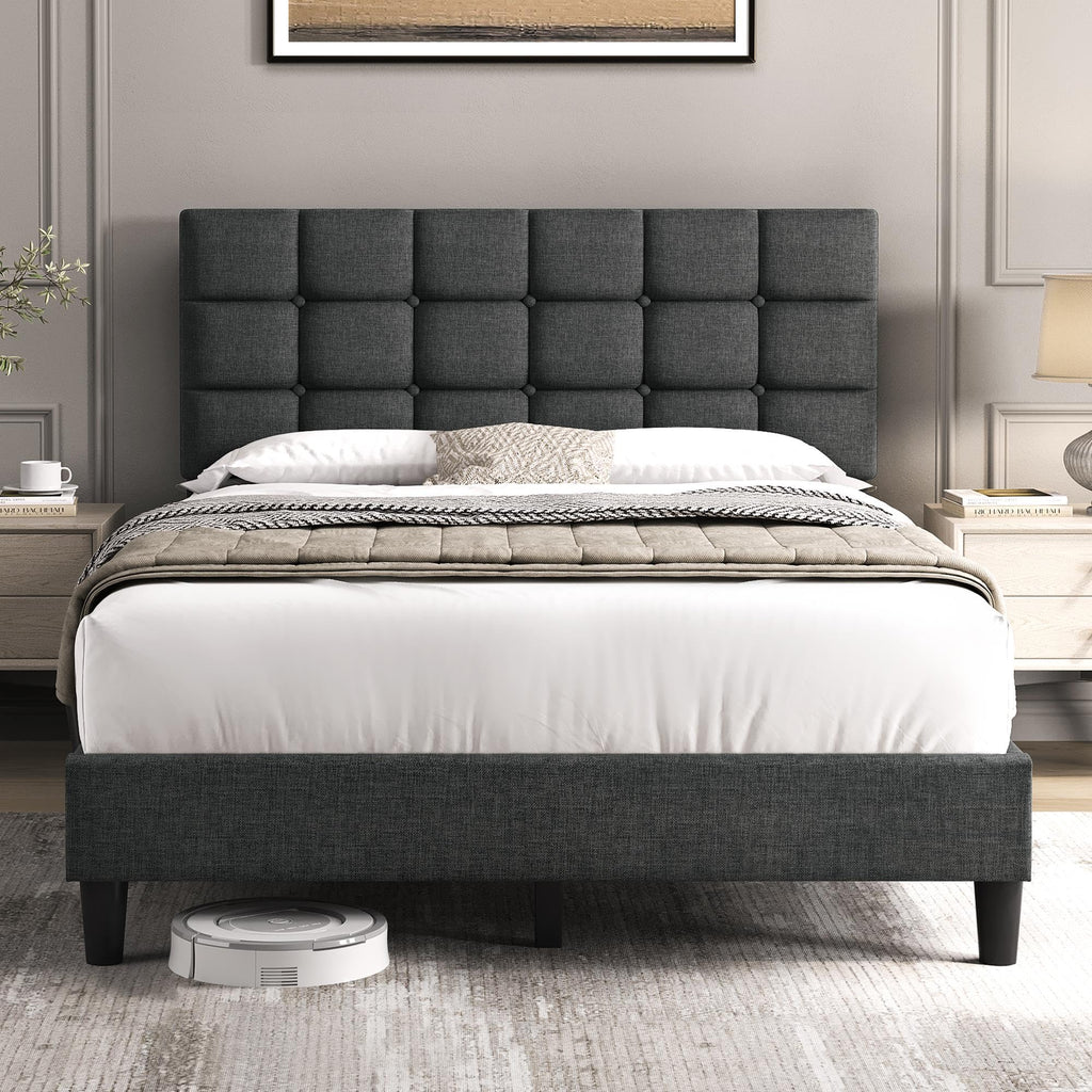 Full Size Upholstered Tufted Bed Frame with Headboard U17561