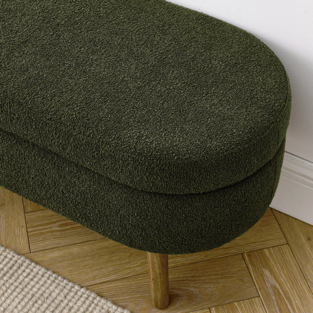 Oval Storage Bench with Rubber Wood Legs, Green B5994
