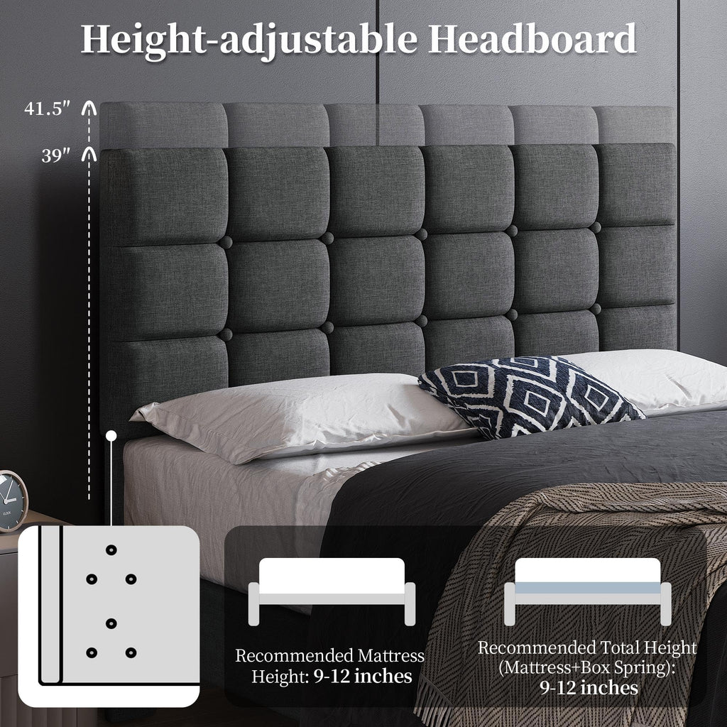 Full Size Upholstered Tufted Bed Frame with Headboard U17561