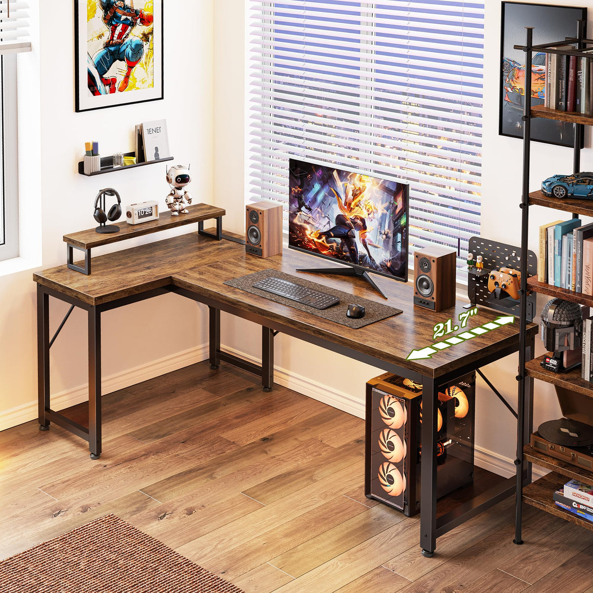 53" L Shaped Computer Desk with Outlets J7892
