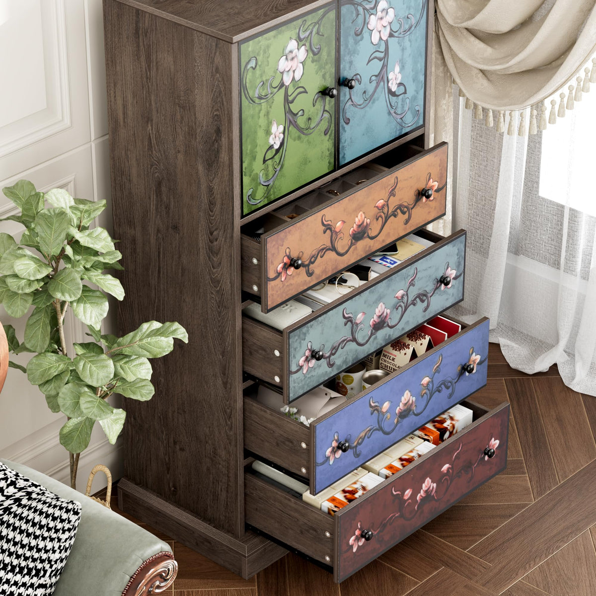 50" H Boho 4 Drawer Dresser O244