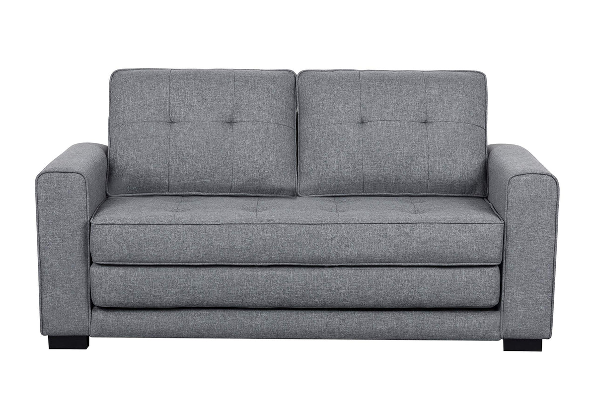 Light Gray Tufted Pull-Out Sleeper Loveseat I8267