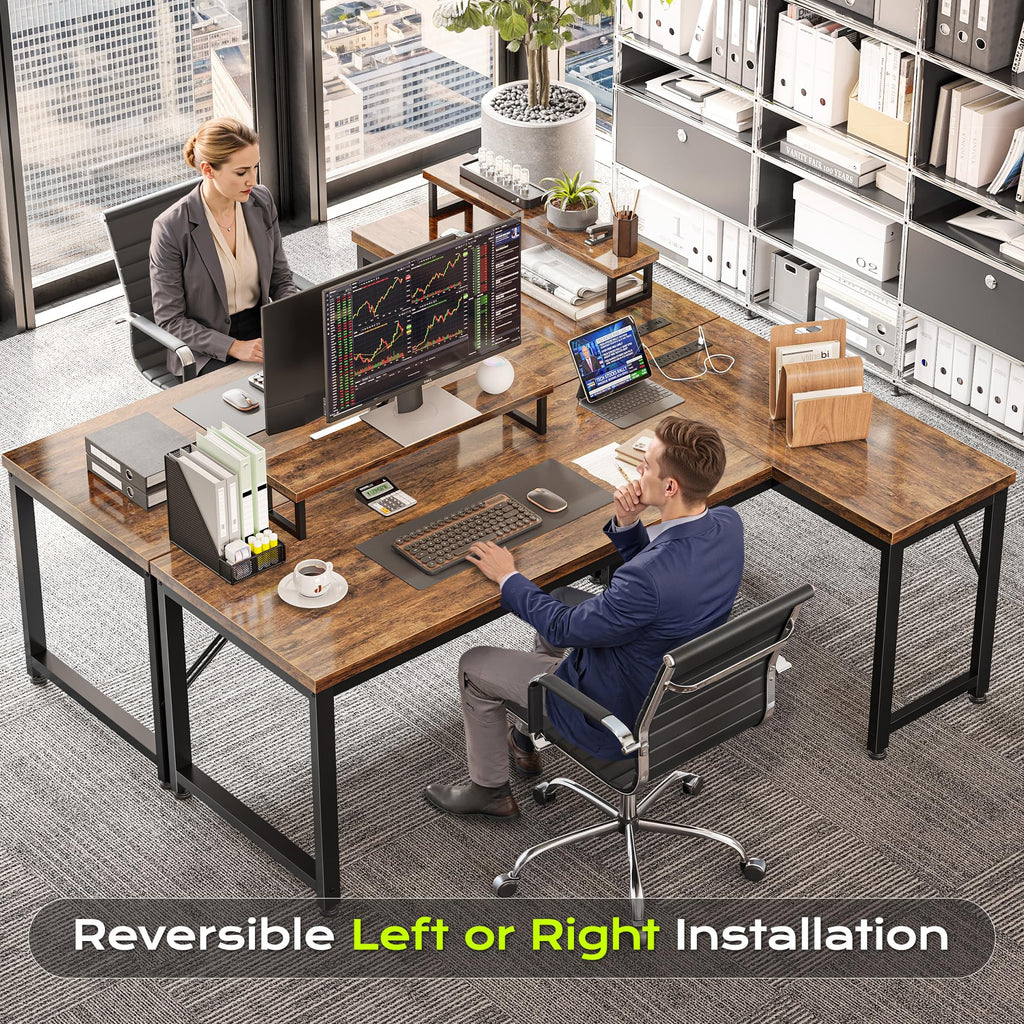 53" L Shaped Computer Desk with Outlets J7892
