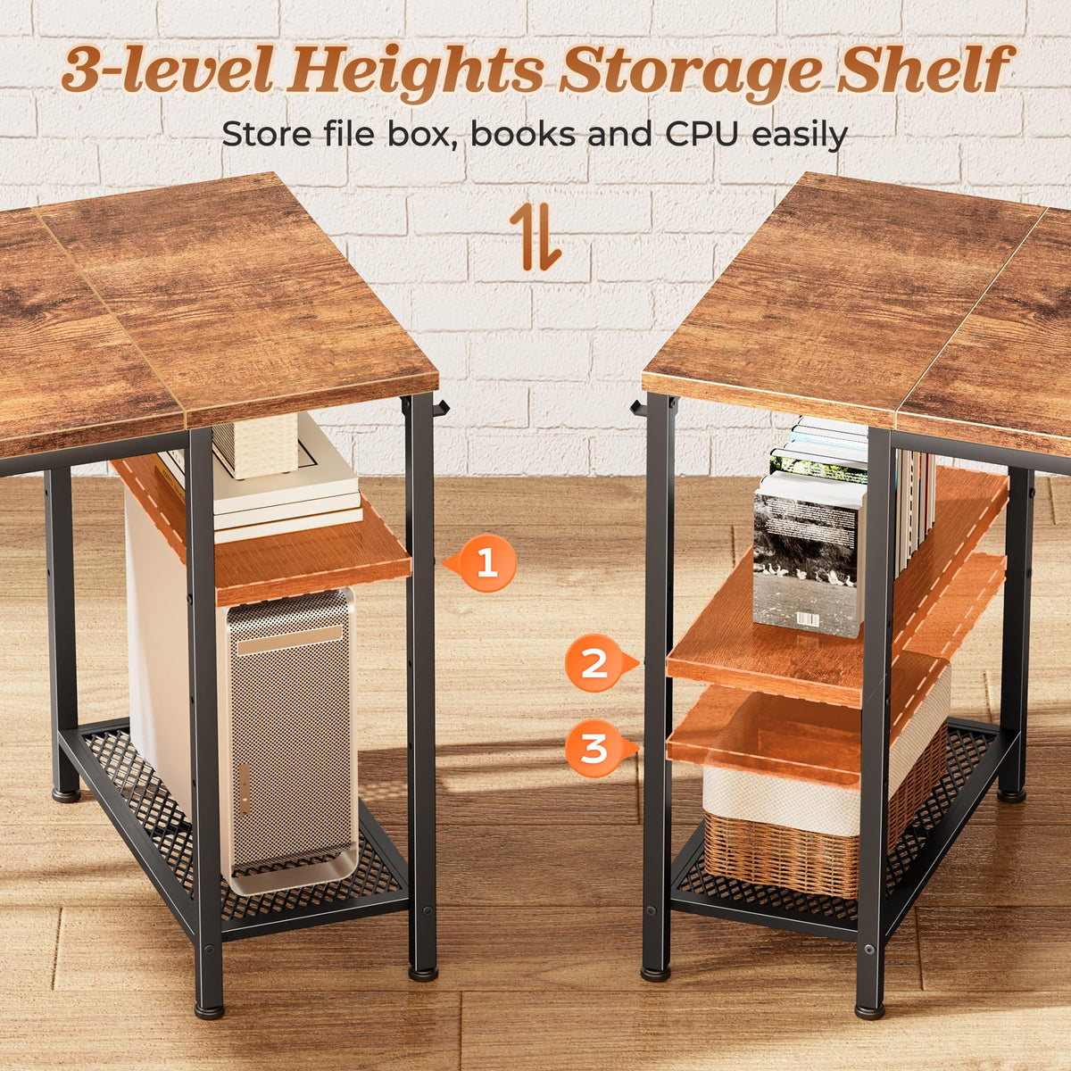 47.2'' L Shaped Office Desk with 3 Drawers J5263